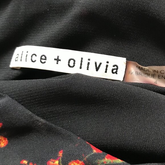 Alice + Olivia Mini Slip Dress Womens 4 Black Red Blue Floral Print Sleeveless - Picture 4 of 10